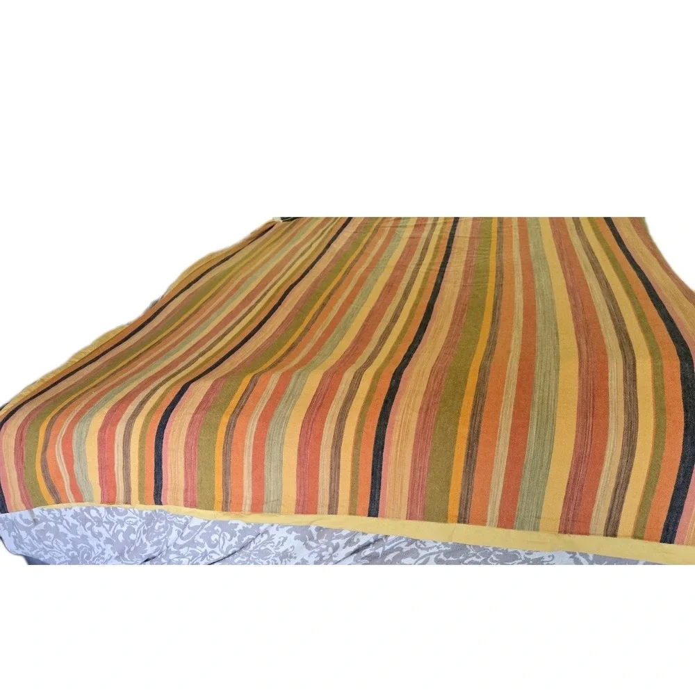 Pottery Barn King Duvet Cover Foundations Logan Stripe Orange Multicolor Stripe